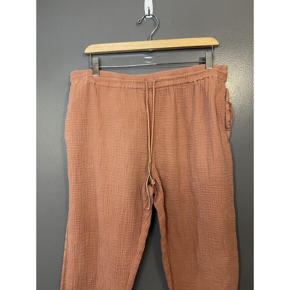 Lola River Pants Womens Large Rust 100% Cotton Gauze Drawstring Casual Lounge - Picture 1 of 9